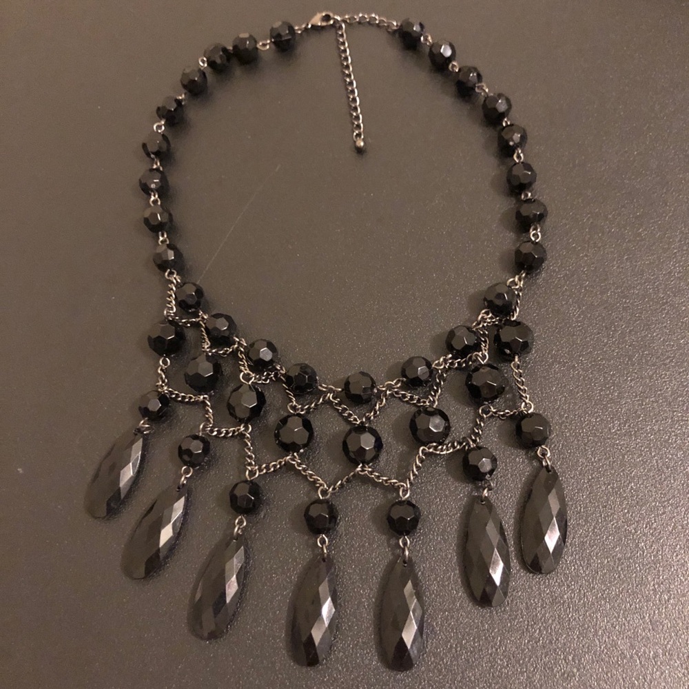 Elegant Black Beaded Statement Necklace